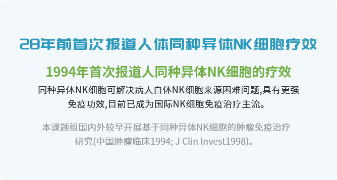 After observation of clinical efficacy of allo-NK cells in treating solid  tumor in mainland China, Dr.Tian moved to National Cancer Institute (NCI) to further confirm this in animal model which published at 1998.